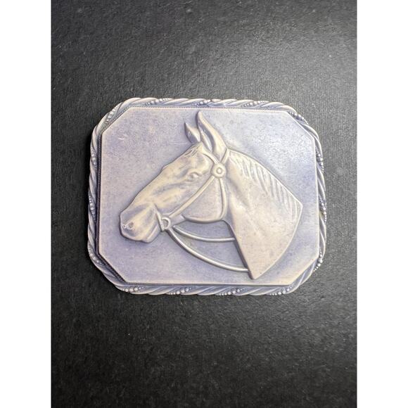 Vintage 1940’s Celluloid Horse Head Brooch/Pin Blue Square Fashion Retro 2" - Picture 2 of 10
